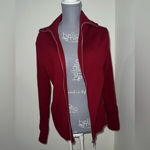 Women's Red Zipper Sweater